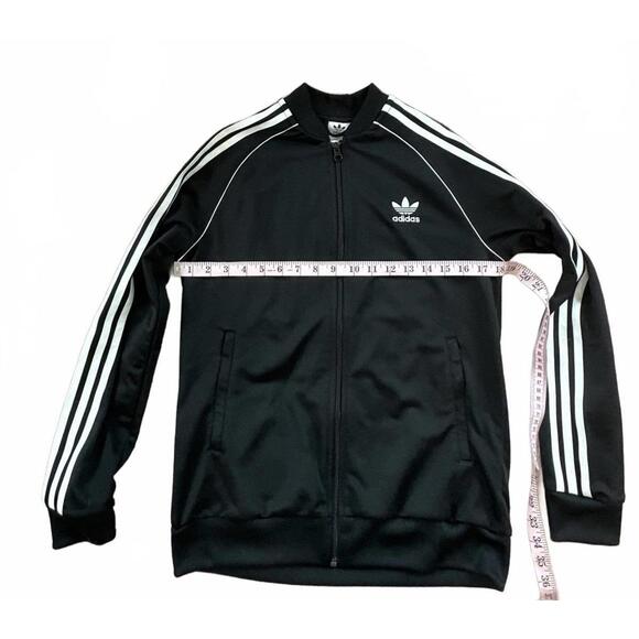 Adidas Black Track Jacket with White Stripes - Picture 3 of 6